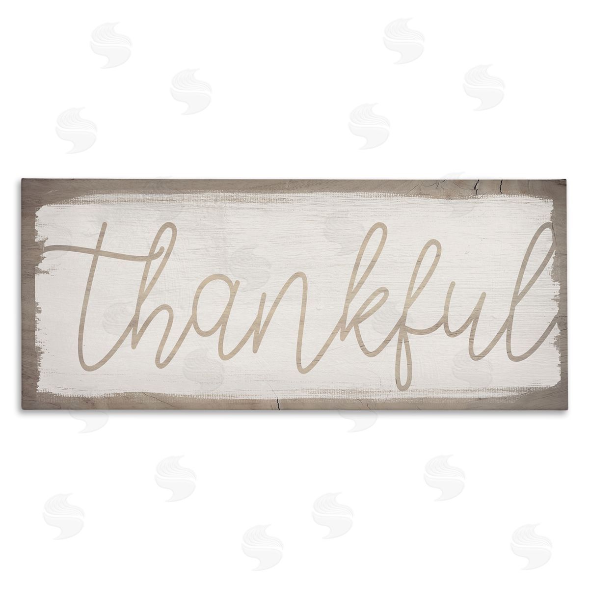 Stupell Studio Thankful Distressed Paint Pattern Canvas Wall Art