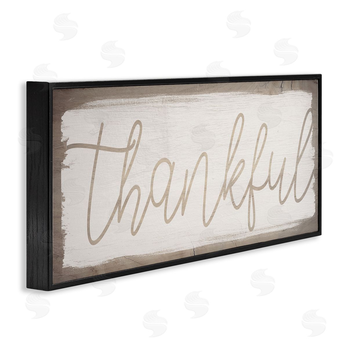 Stupell Studio Thankful Distressed Paint Pattern Black Framed Giclee Wall Art