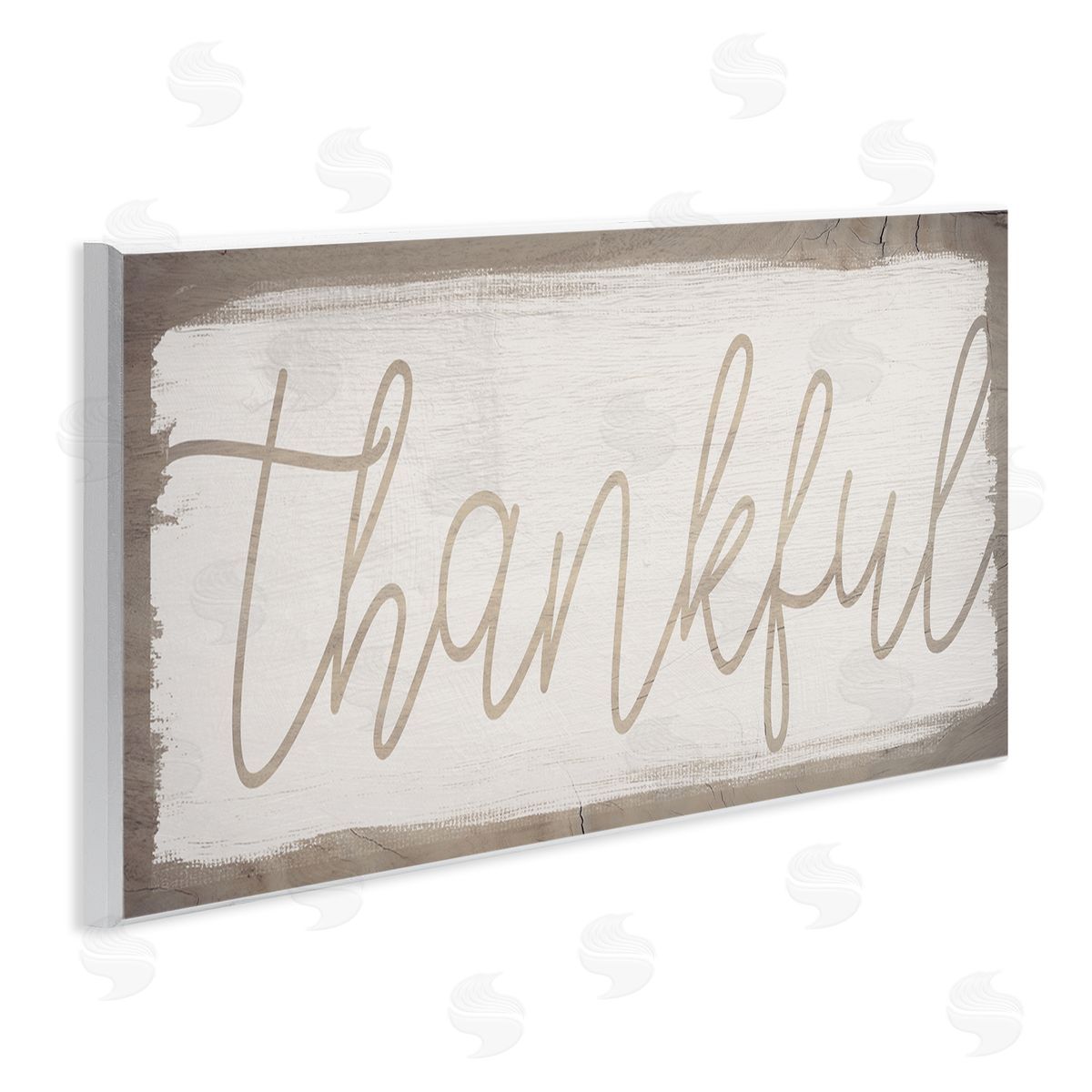 Stupell Studio Thankful Distressed Paint Pattern Wall Plaque Art
