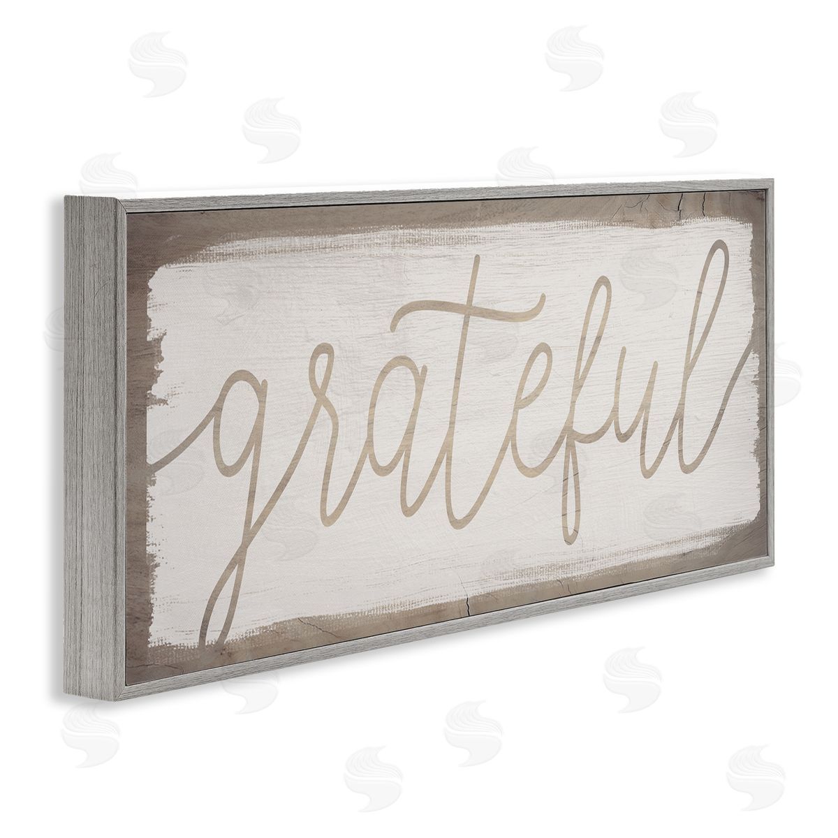 Stupell Studio Grateful Distressed Wood Pattern Gray Framed Giclee Wall Art