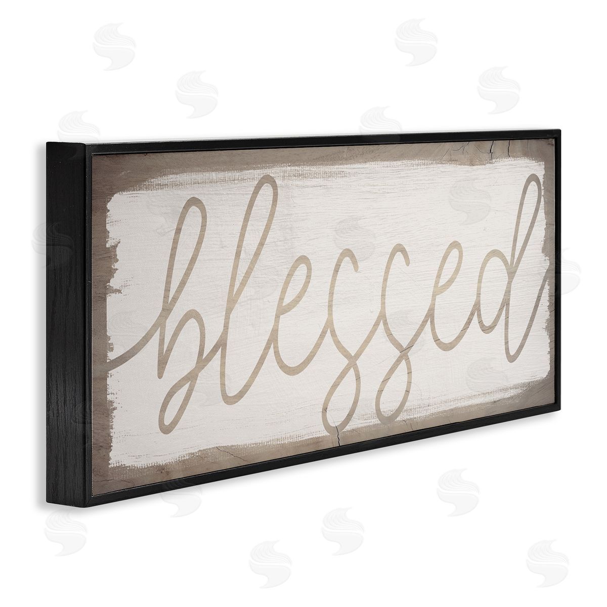 Stupell Studio Blessed Wood Grain Pattern Black Framed Giclee Wall Art
