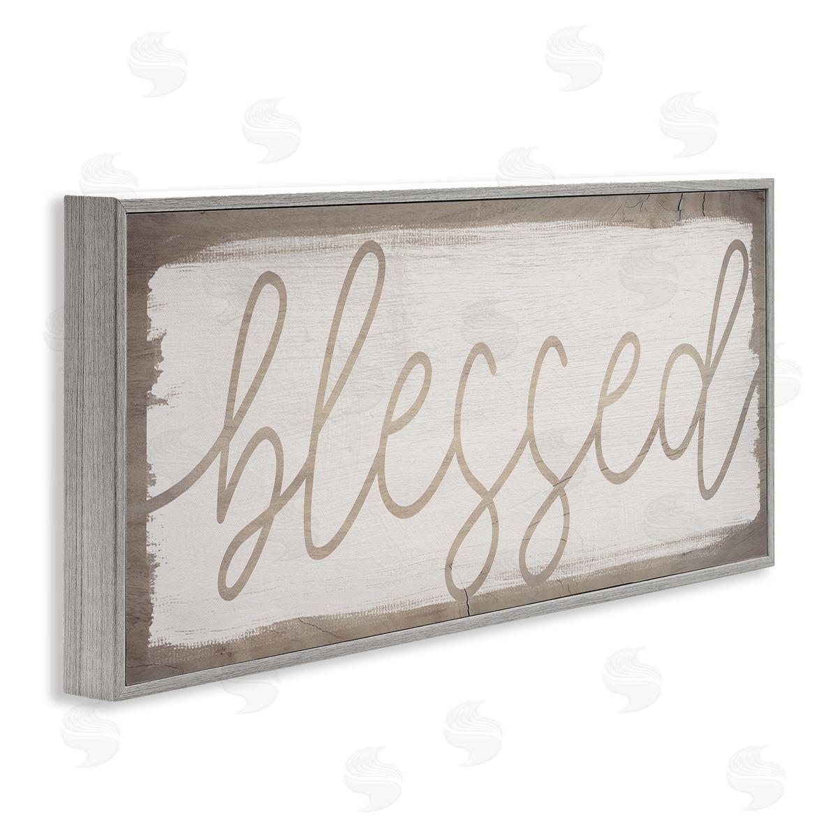 Stupell Studio Blessed Wood Grain Pattern Gray Framed Giclee Wall Art