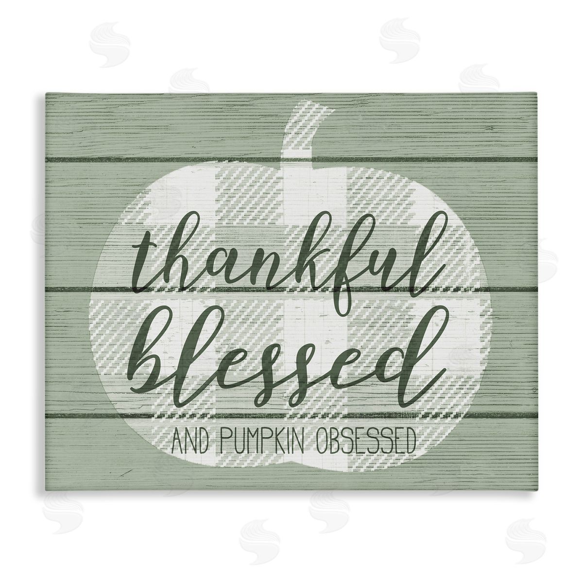 Stupell Studio Green Thankful Blessed Pumpkin Harvest Canvas Wall Art