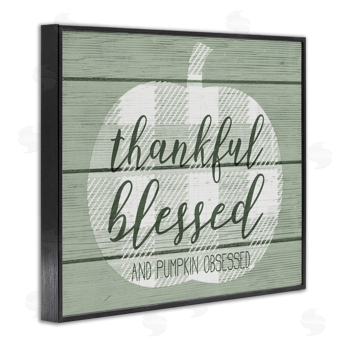 Stupell Studio Green Thankful Blessed Pumpkin Harvest Black Framed Giclee Wall Art