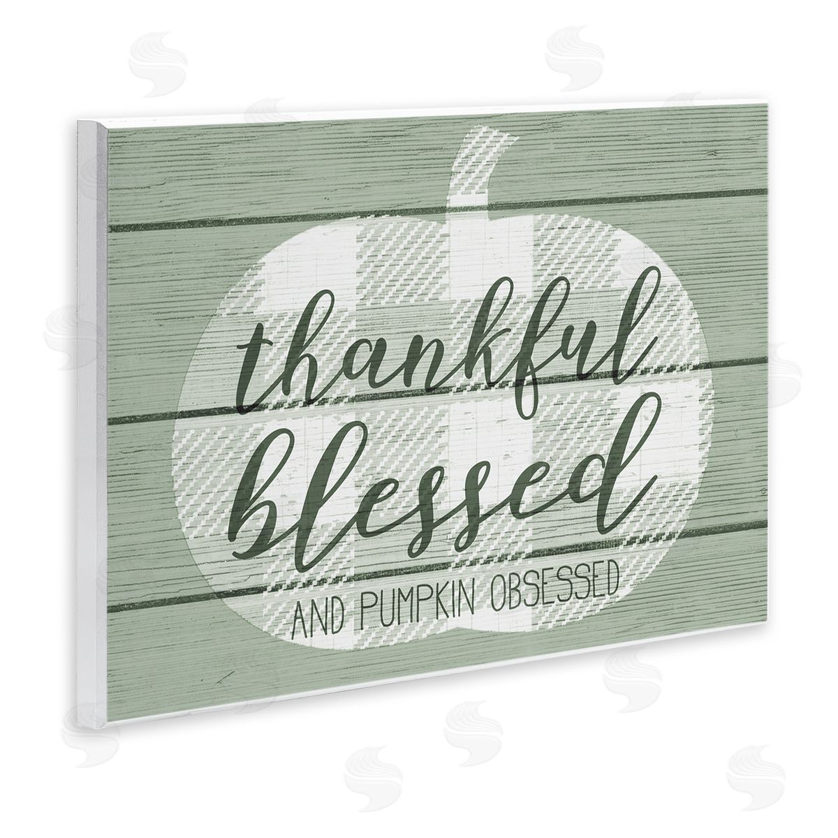 Stupell Studio Green Thankful Blessed Pumpkin Harvest Wall Plaque Art