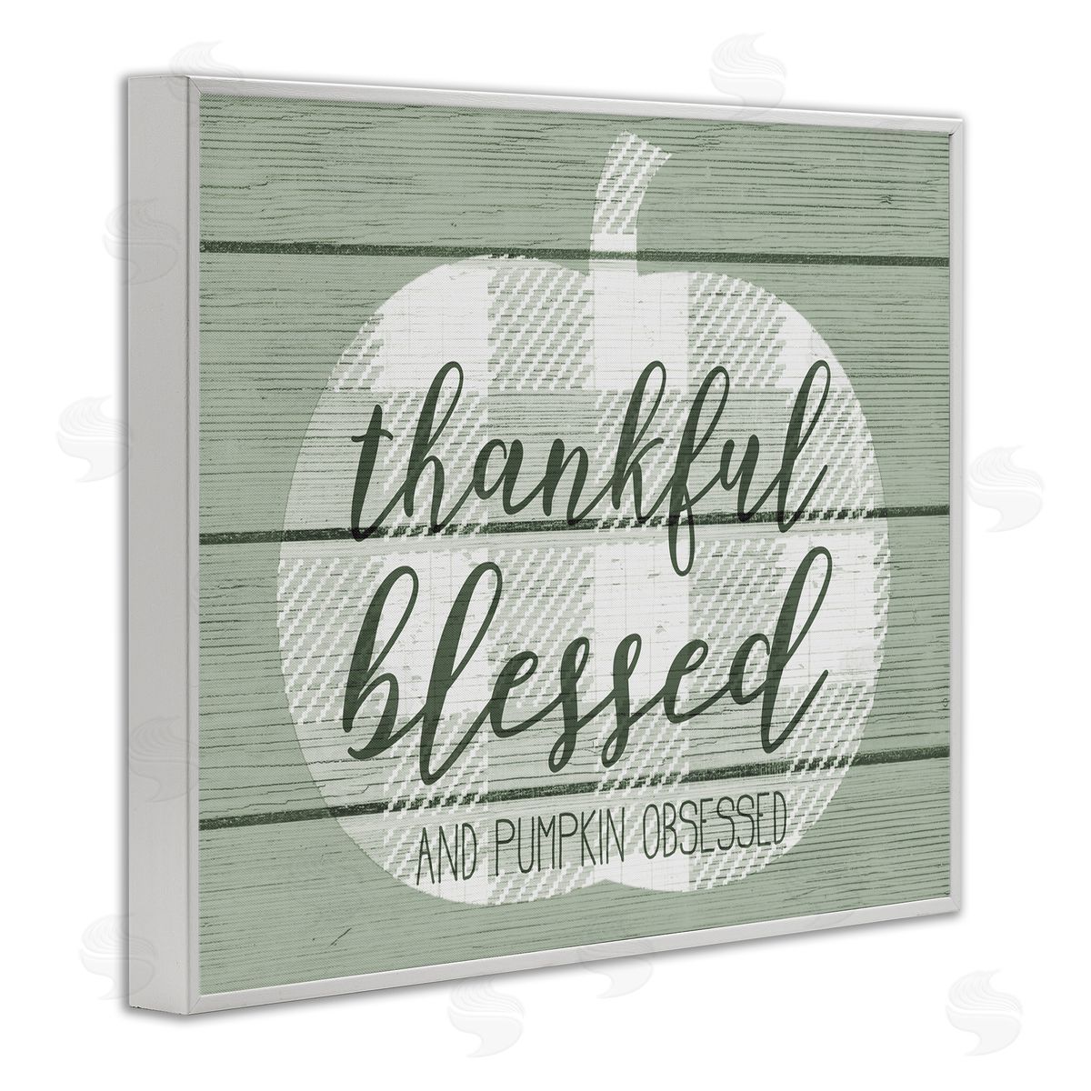 Stupell Studio Green Thankful Blessed Pumpkin Harvest White Framed Giclee Wall Art