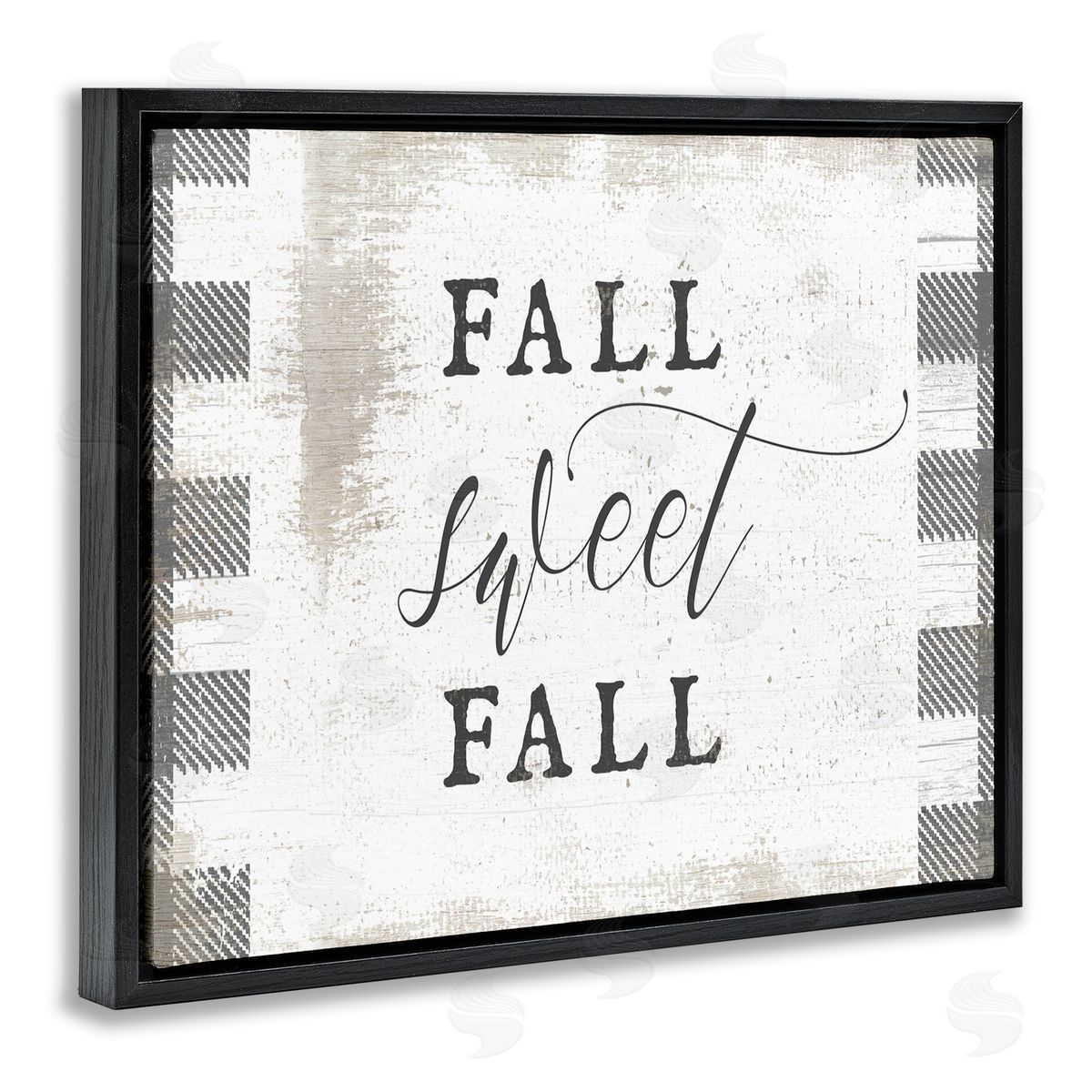 Stupell Studio Fall Sweet Fall Plaid Border Black Floater Frame Canvas Art