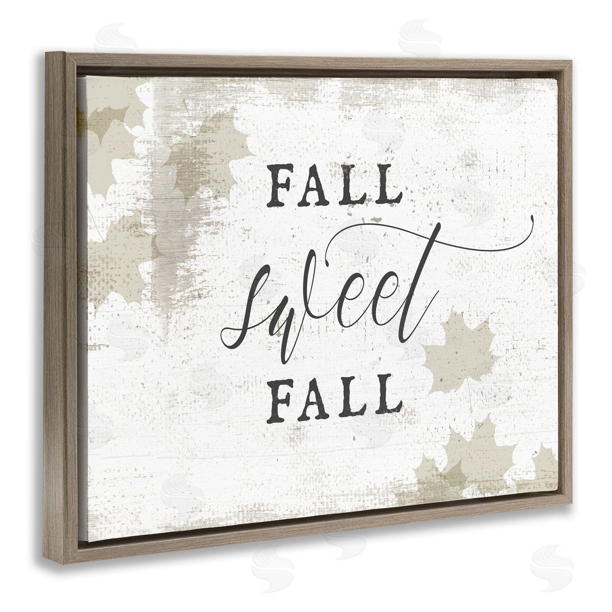 Stupell Studio Fall Sweet Fall Autumn Leaves Brown Floater Frame Canvas Art