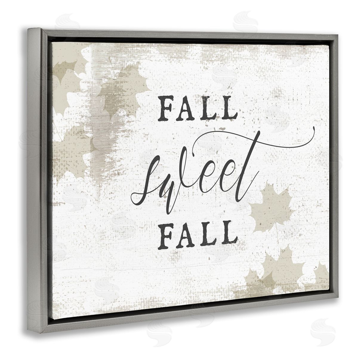 Stupell Studio Fall Sweet Fall Autumn Leaves Gray Floater Frame Canvas Art