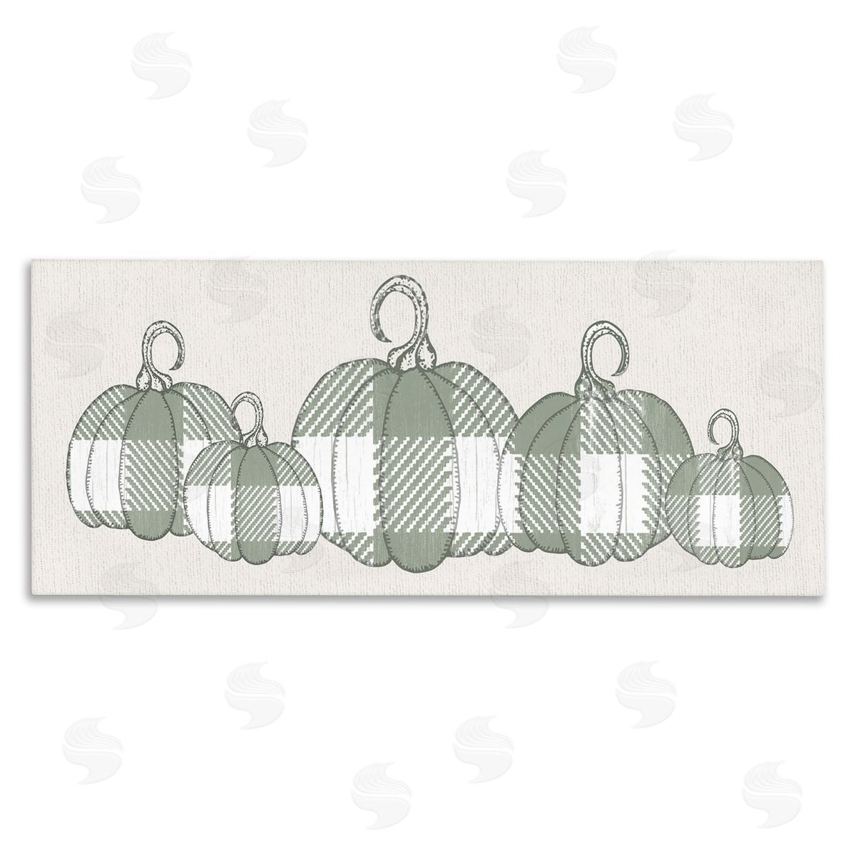 Stupell Studio Green Plaid Pumpkin Row Canvas Wall Art