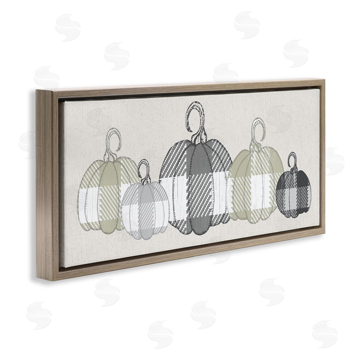 Checker Plaid Patterned Pumpkins Brown Floating Frame Canvas Wall Art, Home Decor by Stupell Studio