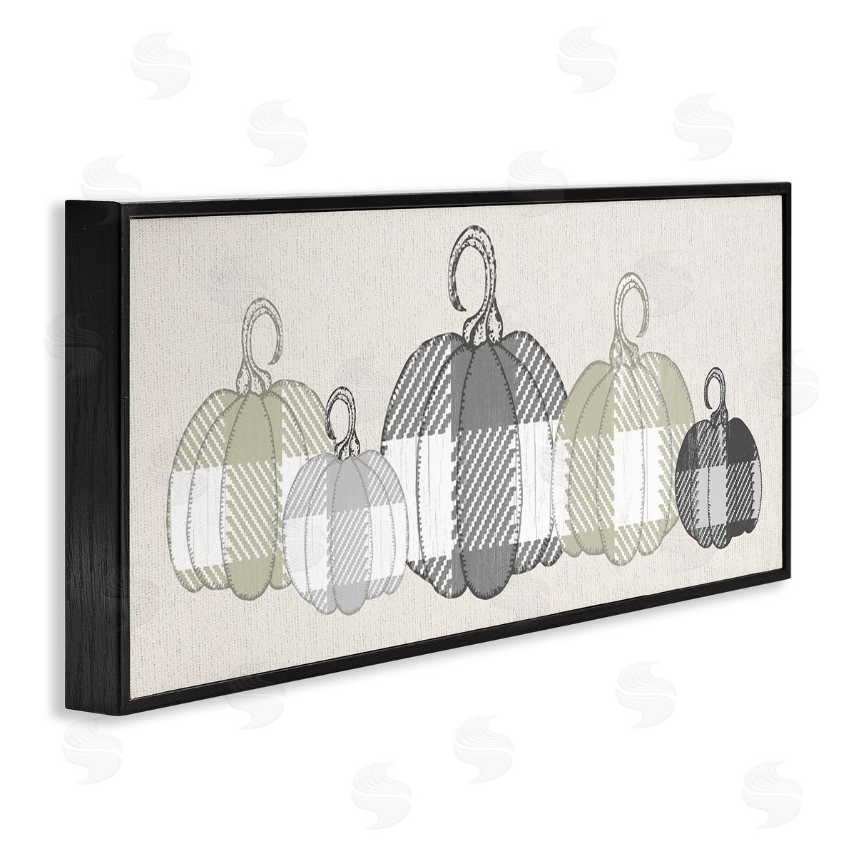 Checker Plaid Patterned Pumpkins Black Frame Print Wall Art, Home Decor by Stupell Studio