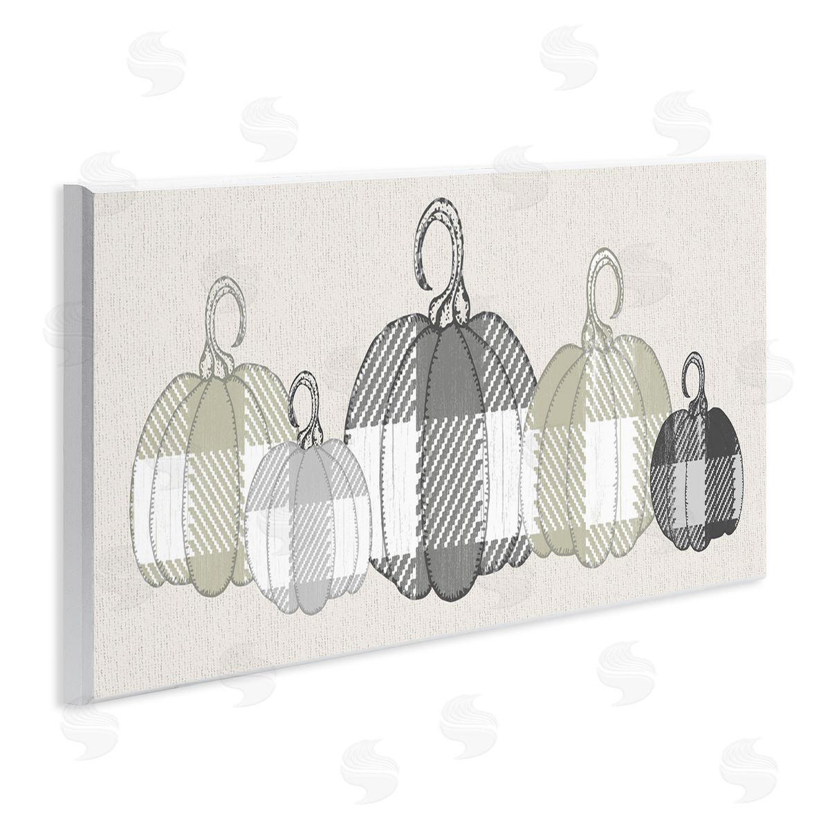 Checker Plaid Patterned Pumpkins Wood Plaque Wall Art, Home Decor by Stupell Studio