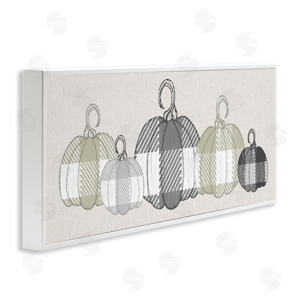 Checker Plaid Patterned Pumpkins White Frame Print Wall Art, Home Decor by Stupell Studio