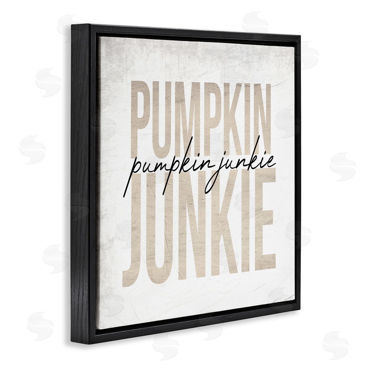 Stupell Studio Pumpkin Junkie Text Charming Distress Black Floater Frame Canvas Art