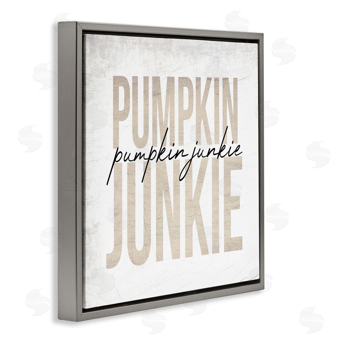 Stupell Studio Pumpkin Junkie Text Charming Distress Gray Floater Frame Canvas Art
