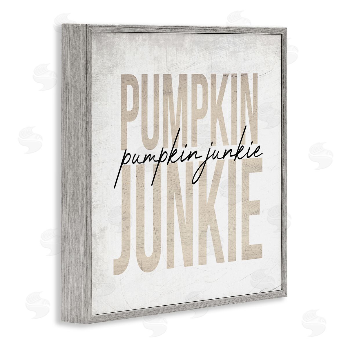 Stupell Studio Pumpkin Junkie Text Charming Distress Gray Framed Giclee Wall Art