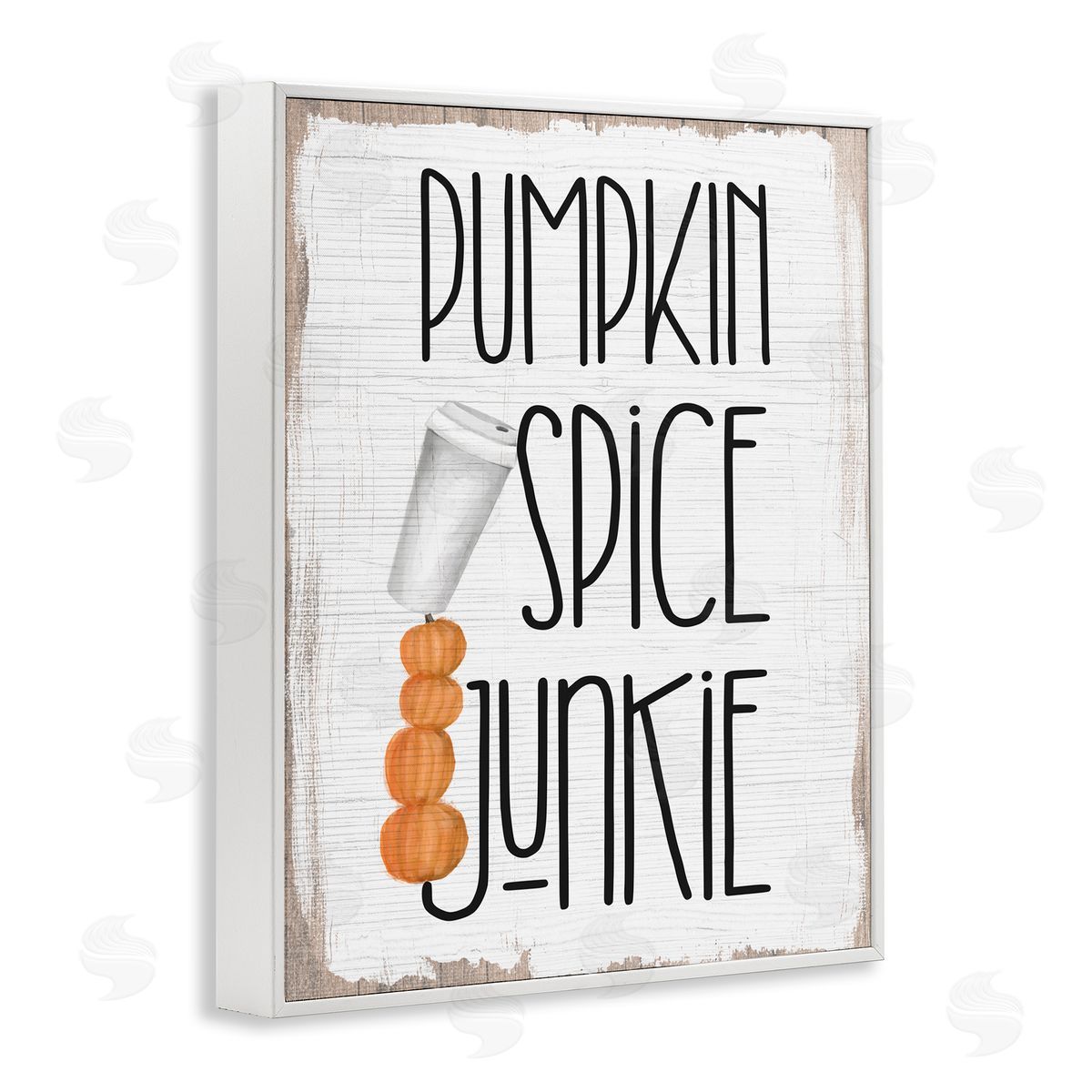 Stupell Studio Pumpkin Spice Junkie Coffee Cup White Framed Giclee Wall Art