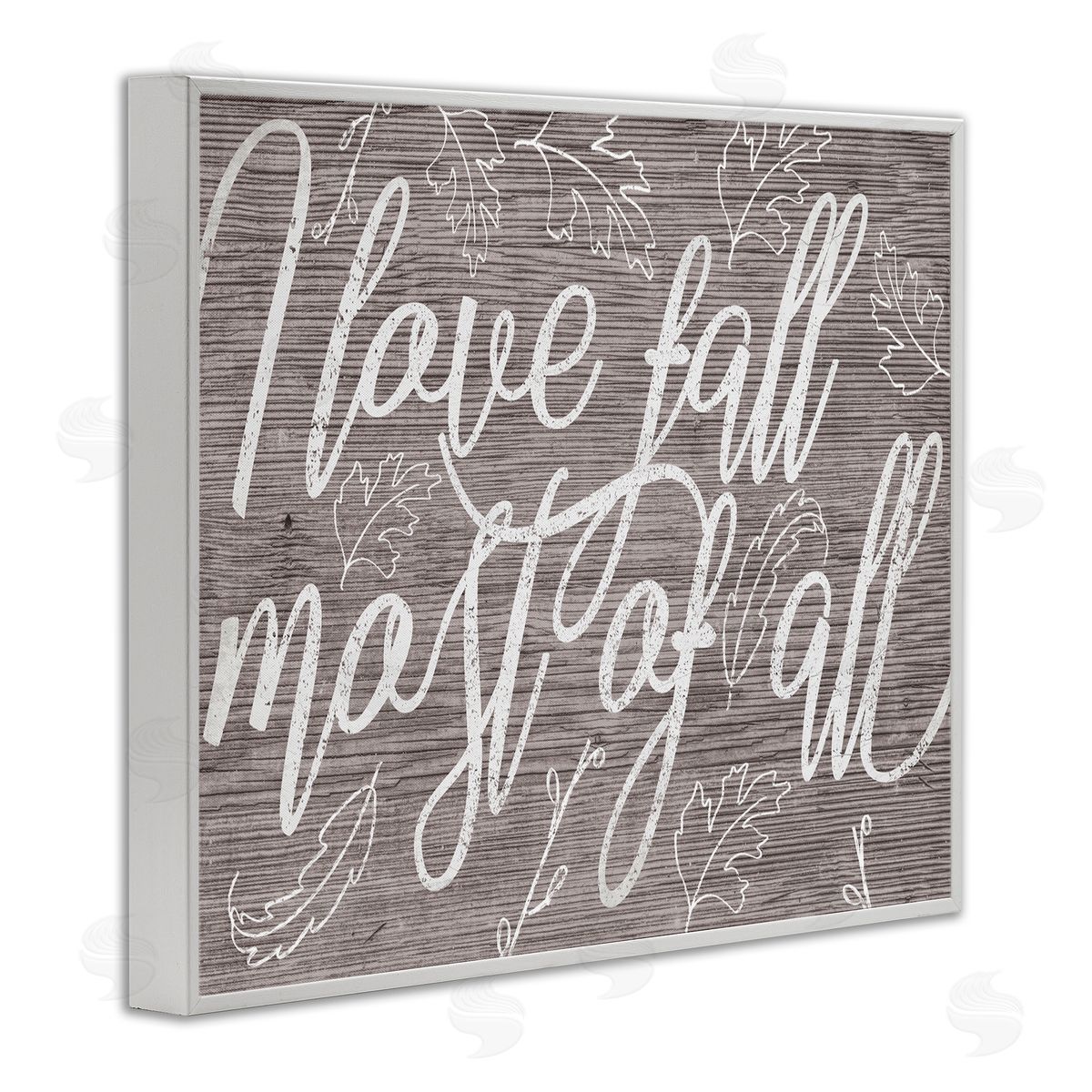 Stupell Studio Rustic I Love Fall Wood Pattern White Framed Giclee Wall Art