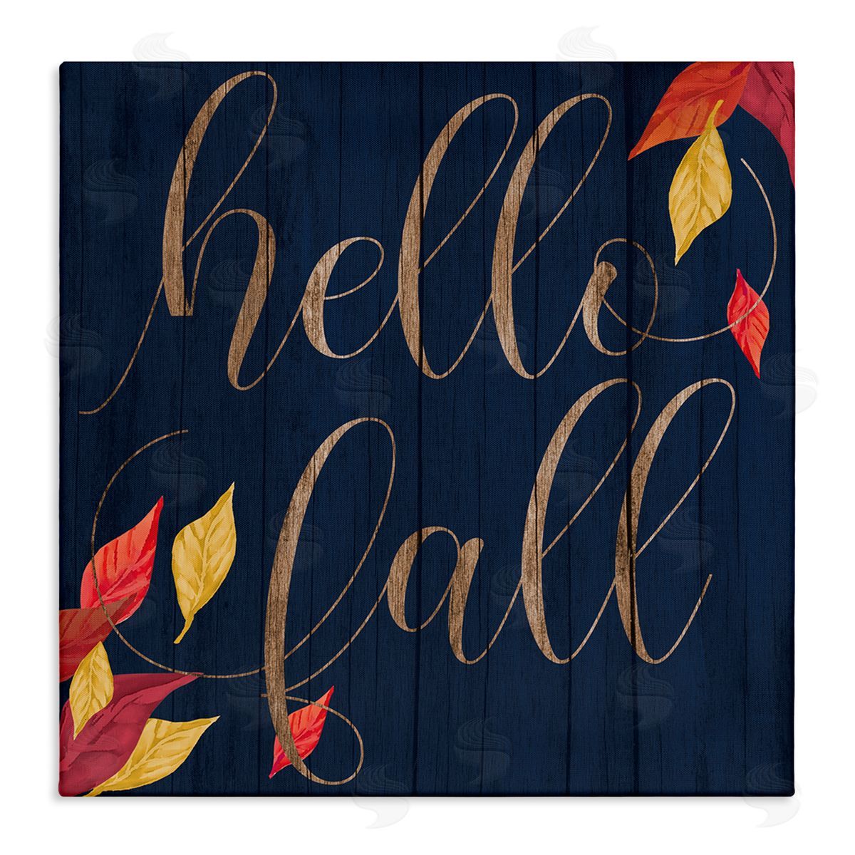 Hello Fall with Autumn Foliage Canvas Wall Art, Home Decor by Stupell Studio