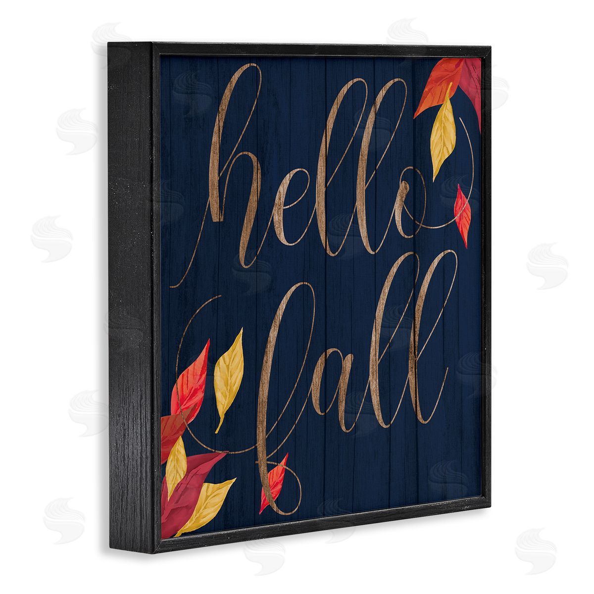 Hello Fall with Autumn Foliage Black Frame Print Wall Art, Home Decor by Stupell Studio