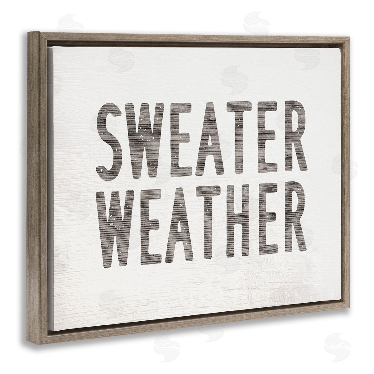 Stupell Studio Minimal Sweater Weather Text Brown Floater Frame Canvas Art