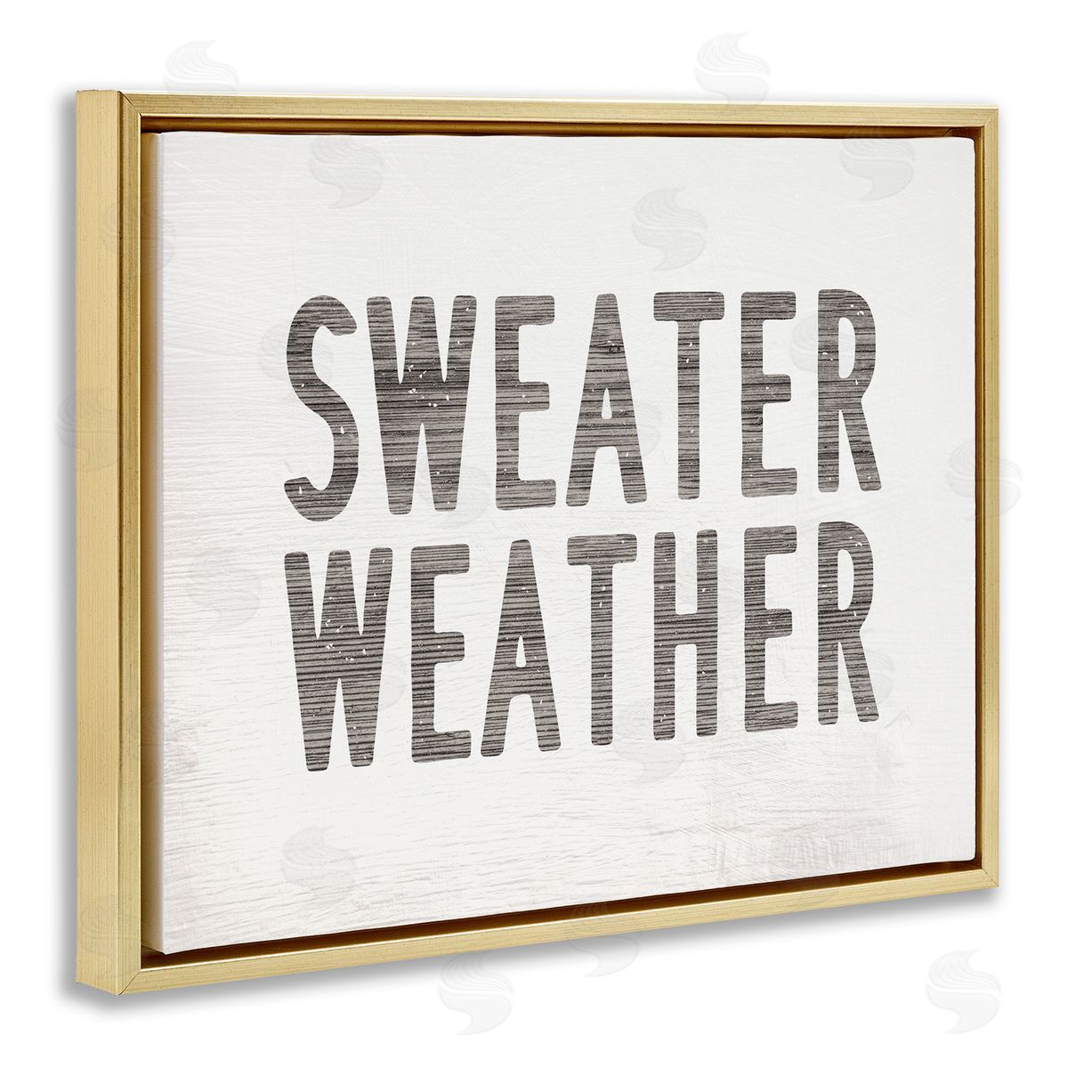 Stupell Studio Minimal Sweater Weather Text Gold Floater Frame Canvas Art