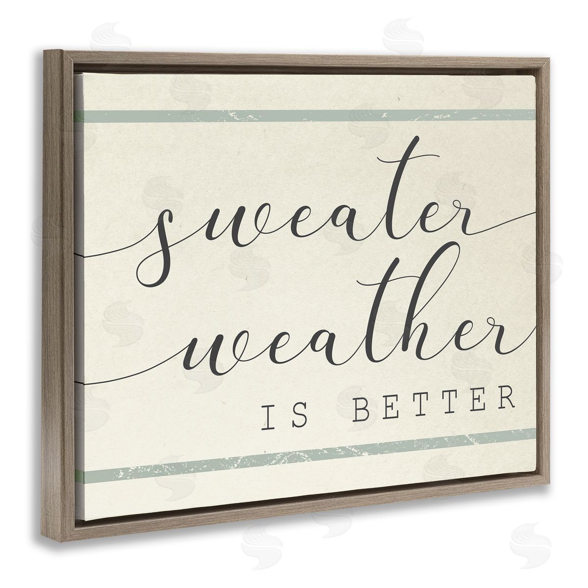 Stupell Studio Sweater Weather is Better Bistro Stripe Brown Floater Frame Canvas Art