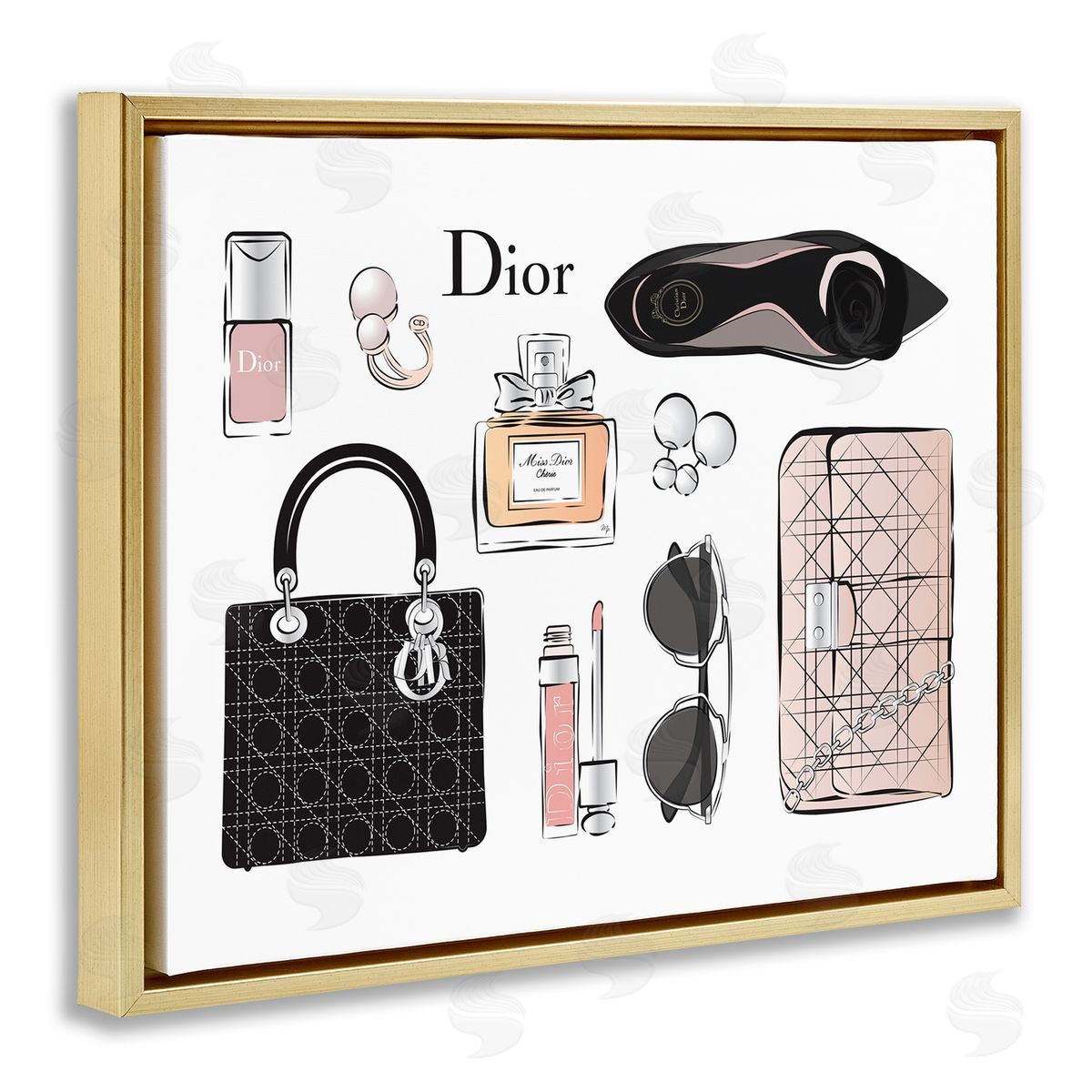 Martina Pavlova Glam Fashion Accessories Design Gold Floater Frame Canvas Art