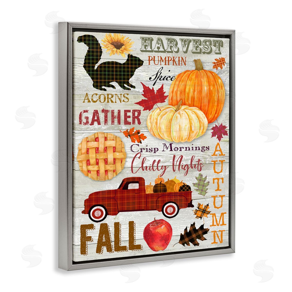 Andrea Tachiera Seasonal Fall Phrases Rustic Charm Gray Floater Frame Canvas Art