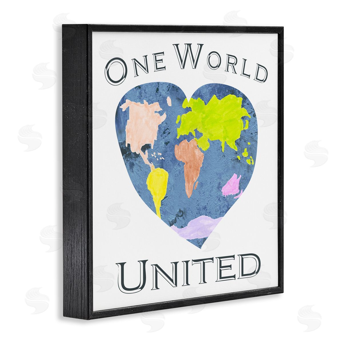 Gail Green Licensing and Design Limited One World United Heart Globe Black Framed Giclee Wall Art