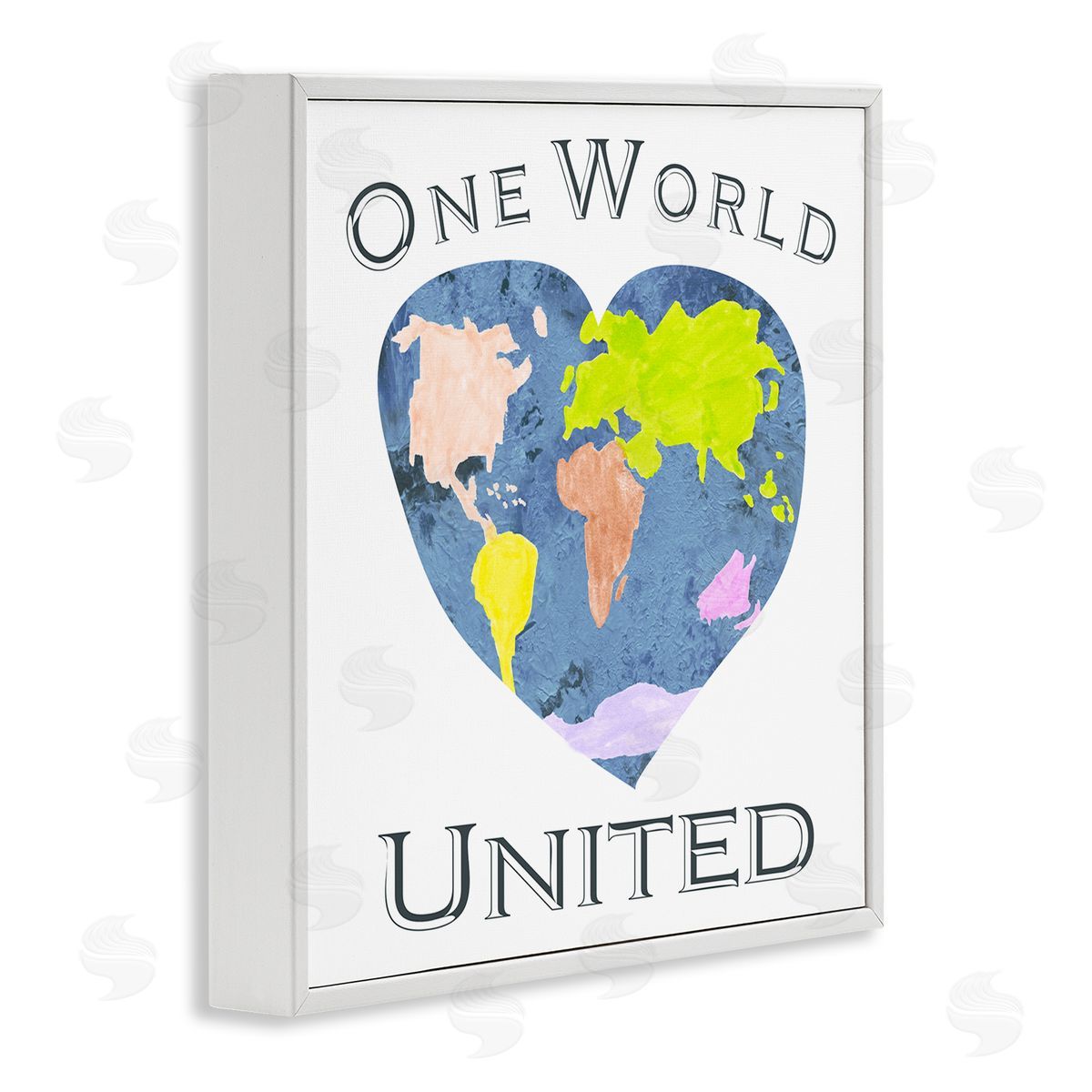 Gail Green Licensing and Design Limited One World United Heart Globe White Framed Giclee Wall Art