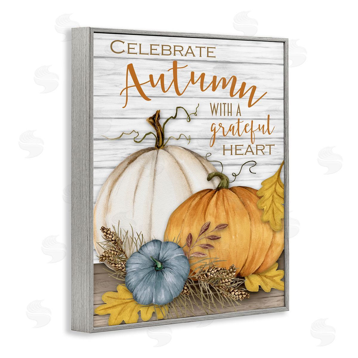Gail Green Licensing and Design Limited Celebrate Autumn Rustic Farm Harvest Gray Framed Giclee Wall Art