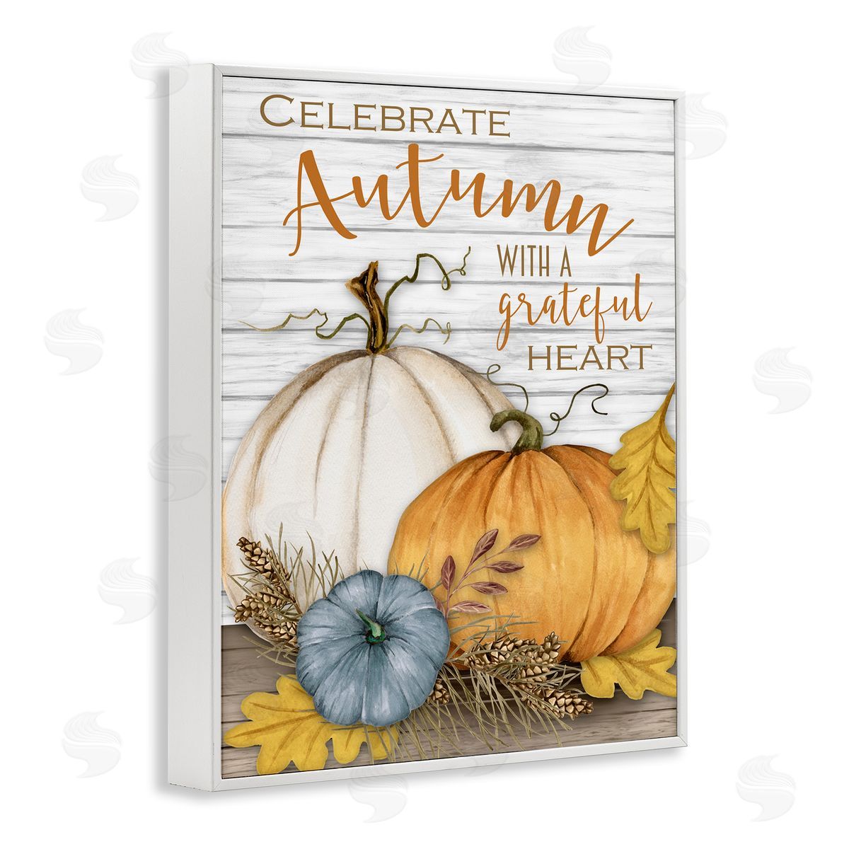 Gail Green Licensing and Design Limited Celebrate Autumn Rustic Farm Harvest White Framed Giclee Wall Art