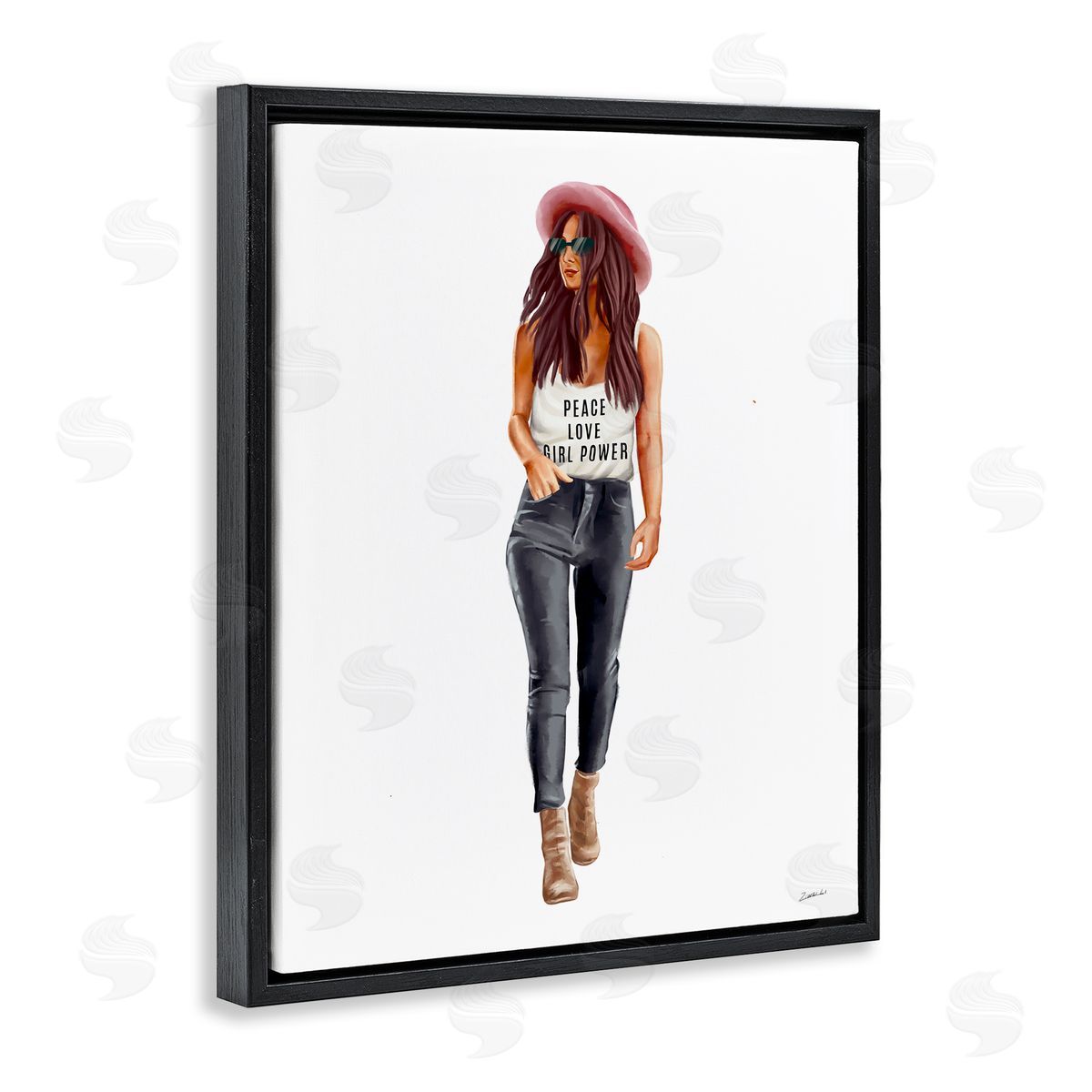 Ziwei Li Girl Power Fashionista Standing Pose Black Floater Frame Canvas Art