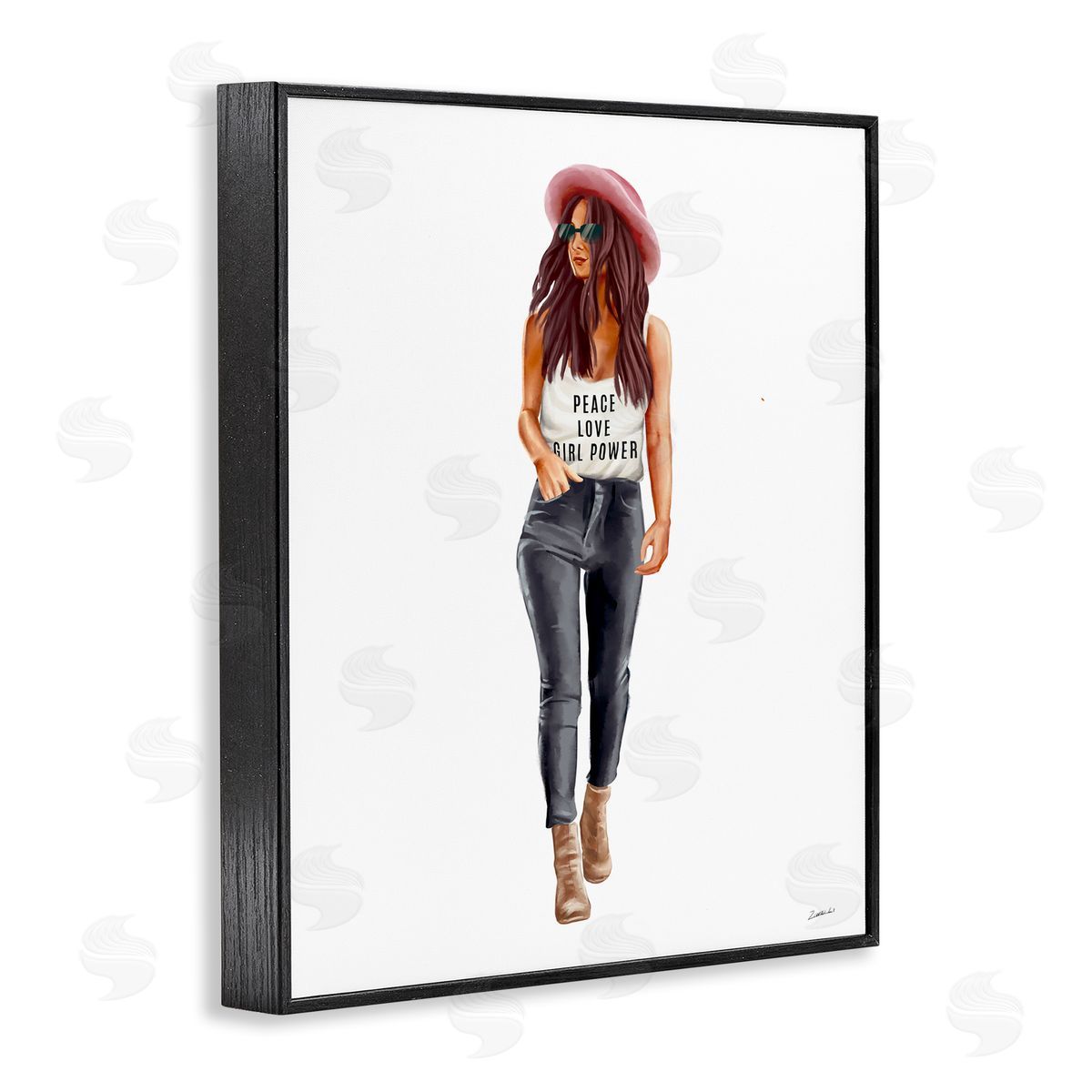 Ziwei Li Girl Power Fashionista Standing Pose Black Framed Giclee Wall Art