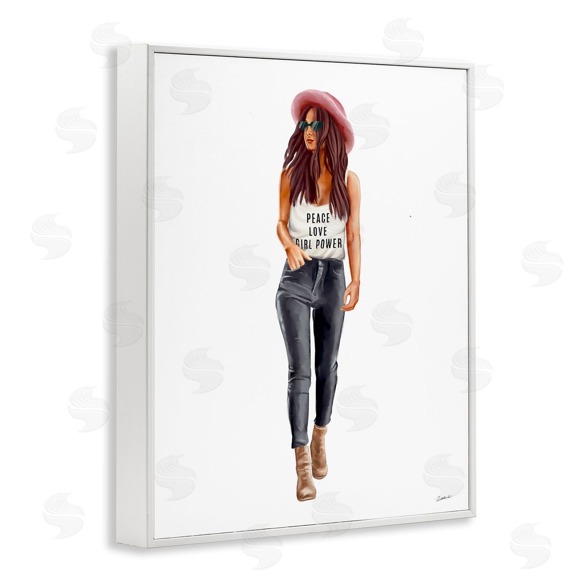 Ziwei Li Girl Power Fashionista Standing Pose White Framed Giclee Wall Art