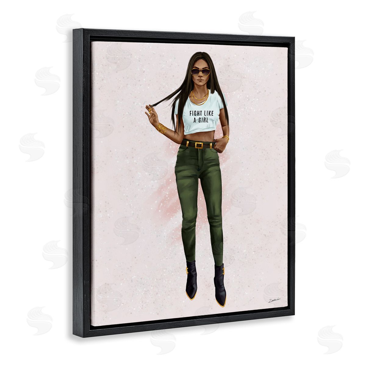 Ziwei Li Fight Like A Girl Glam Pose Black Floater Frame Canvas Art