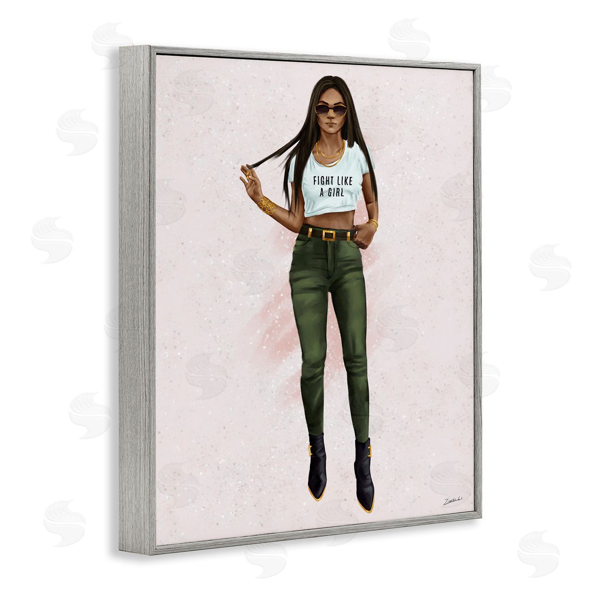 Ziwei Li Fight Like A Girl Glam Pose Gray Framed Giclee Wall Art