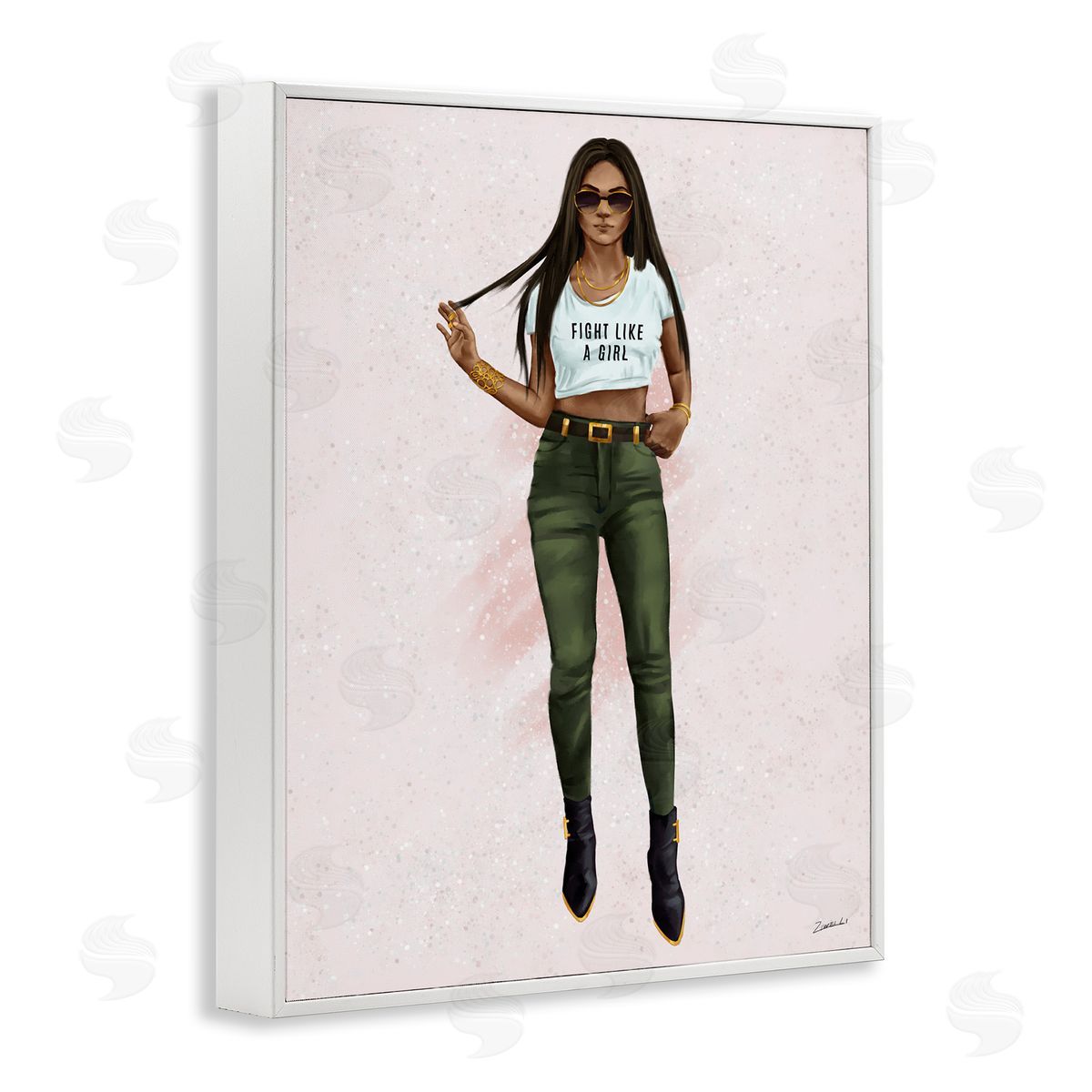 Ziwei Li Fight Like A Girl Glam Pose White Framed Giclee Wall Art