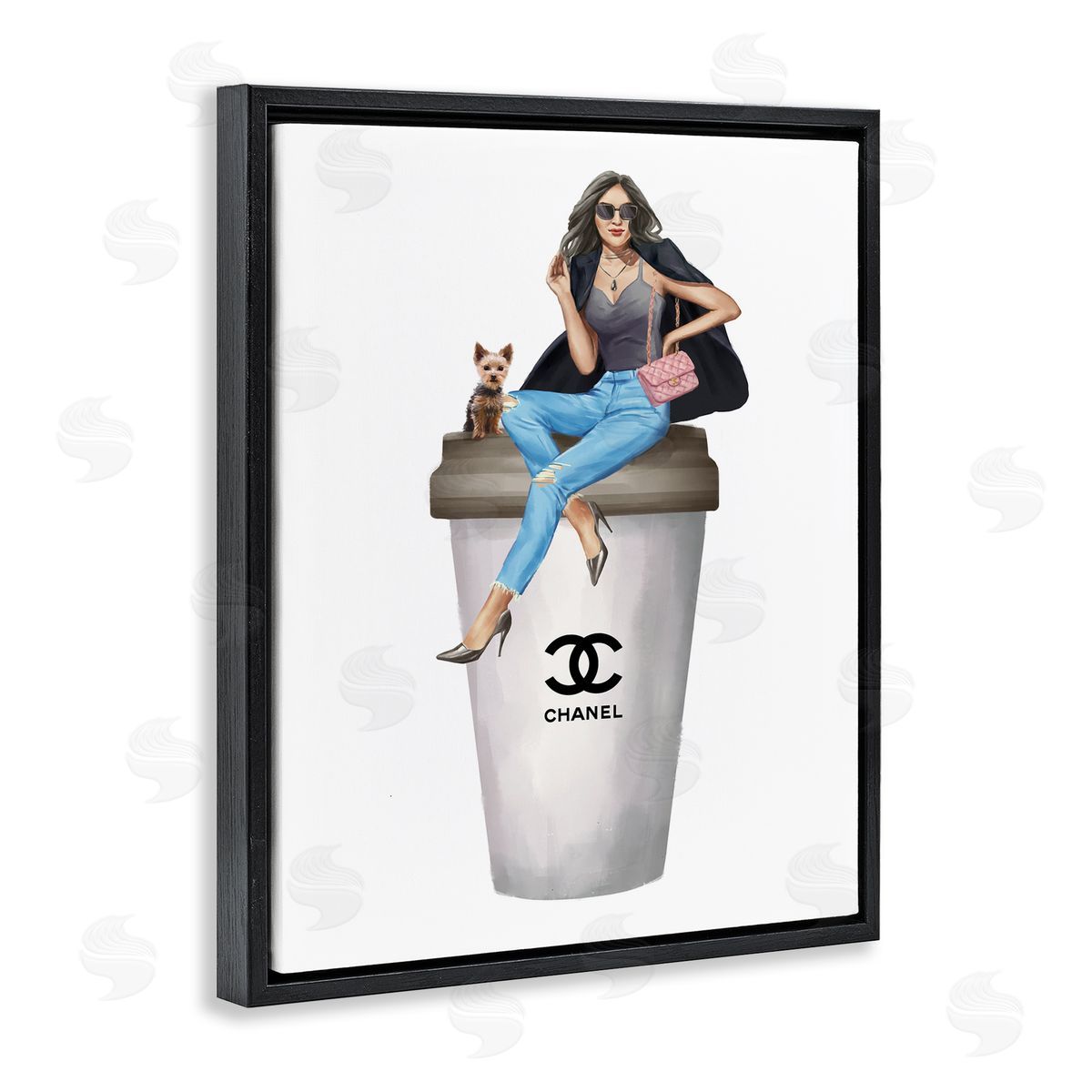 Ziwei Li Stylish Female Designer Glam Coffee  Black Floater Frame Canvas Art