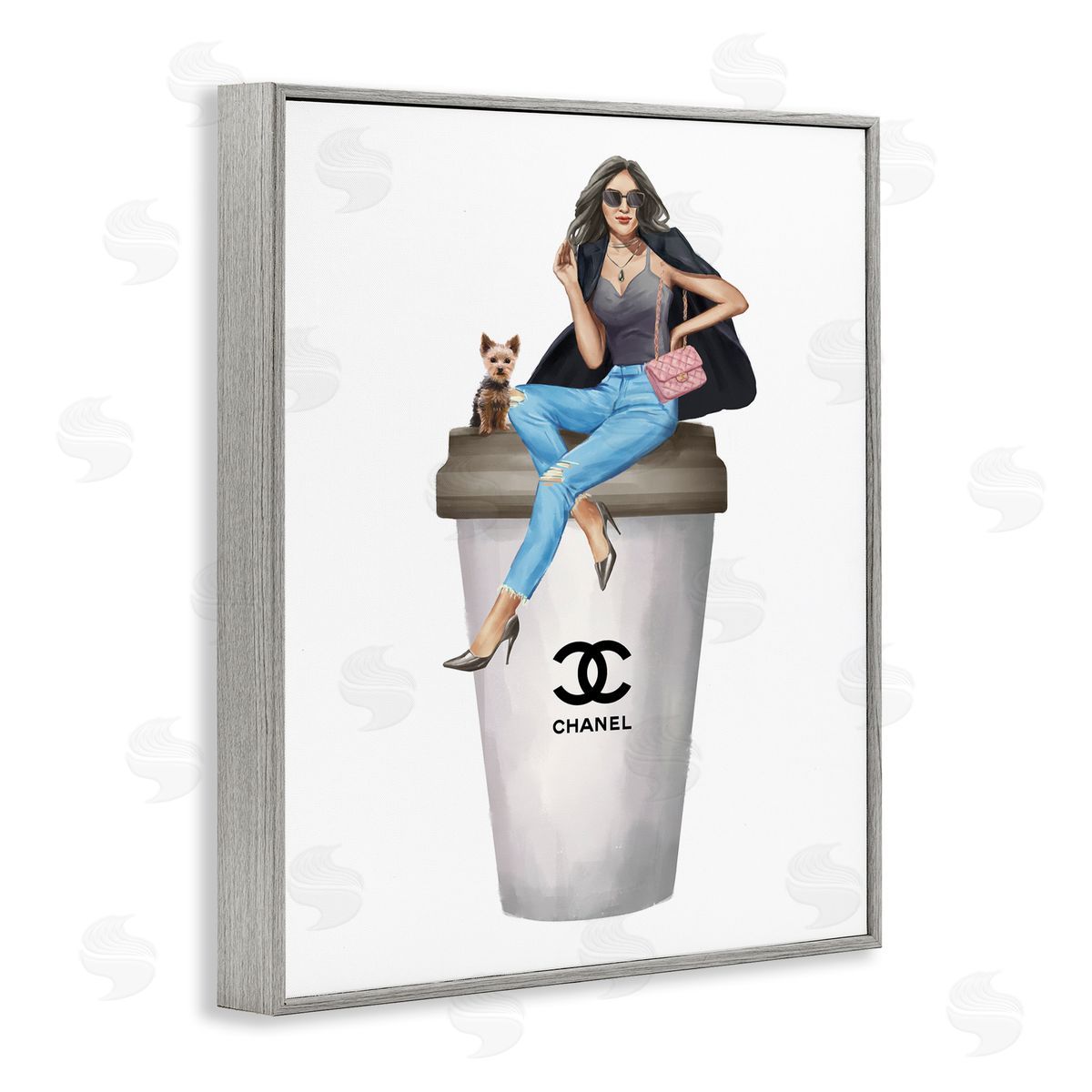 Ziwei Li Stylish Female Designer Glam Coffee  Gray Framed Giclee Wall Art