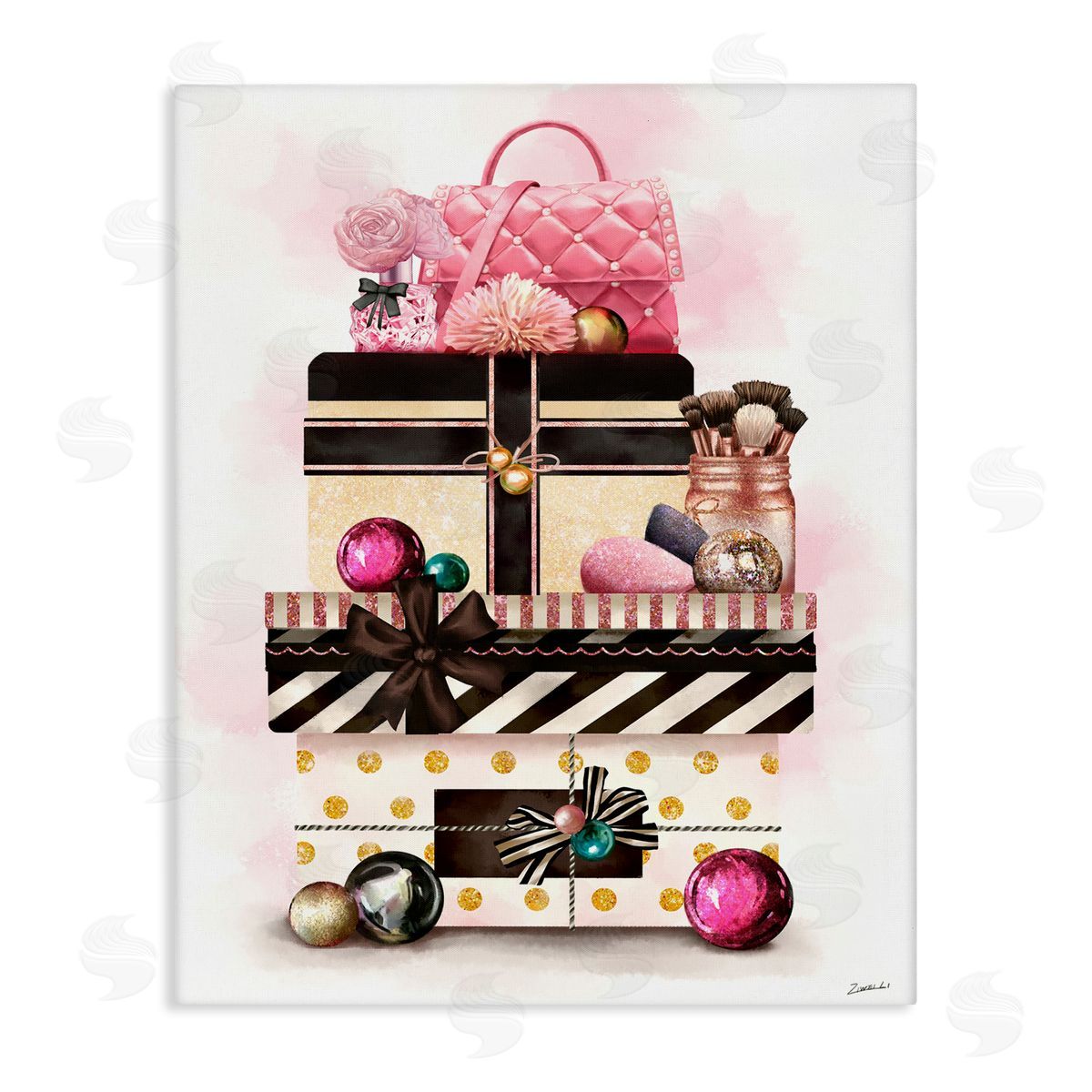 Ziwei Li Holiday Glam Fashion Gift Stack Canvas Wall Art