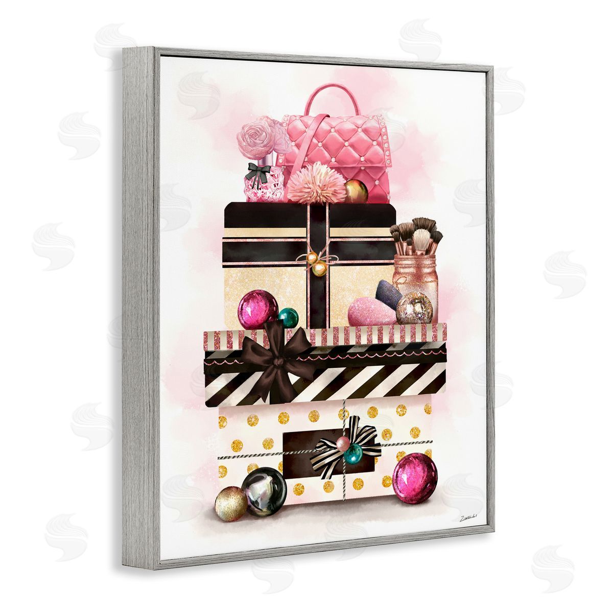 Ziwei Li Holiday Glam Fashion Gift Stack Gray Framed Giclee Wall Art