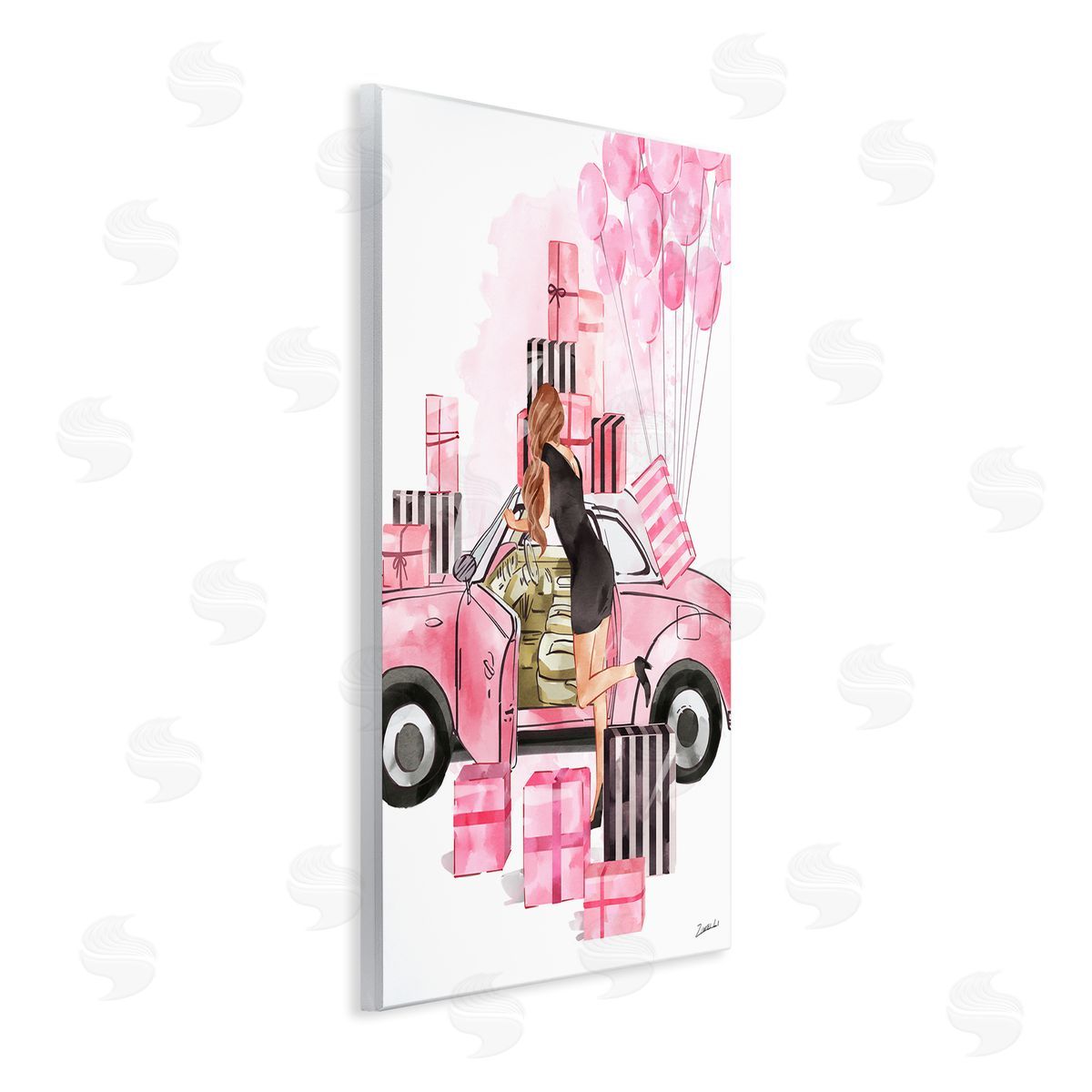 Ziwei Li Pink Glam Car Gift Boxes Wall Plaque Art