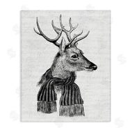 Lettered and Lined | Reindeer in Scarf Vintage Portrait