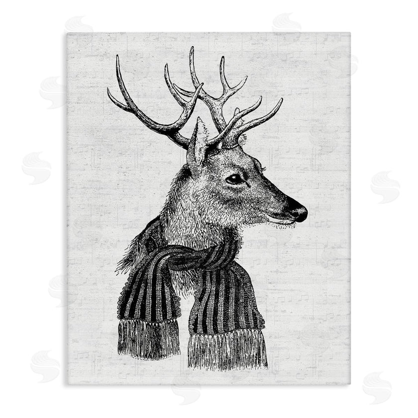 Lettered and Lined | Reindeer in Scarf Vintage Portrait