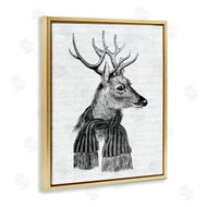 Lettered and Lined | Reindeer in Scarf Vintage Portrait