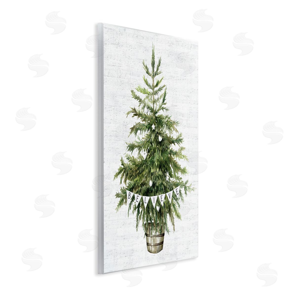 Lettered and Lined Holiday Green Fir Tree Wall Plaque Art