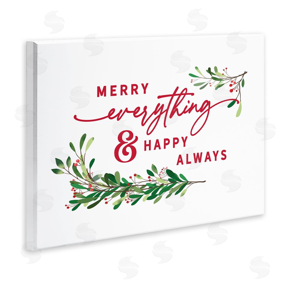 Lettered and Lined Merry Everything Happy Always Holiday Phrase Wall Plaque Art
